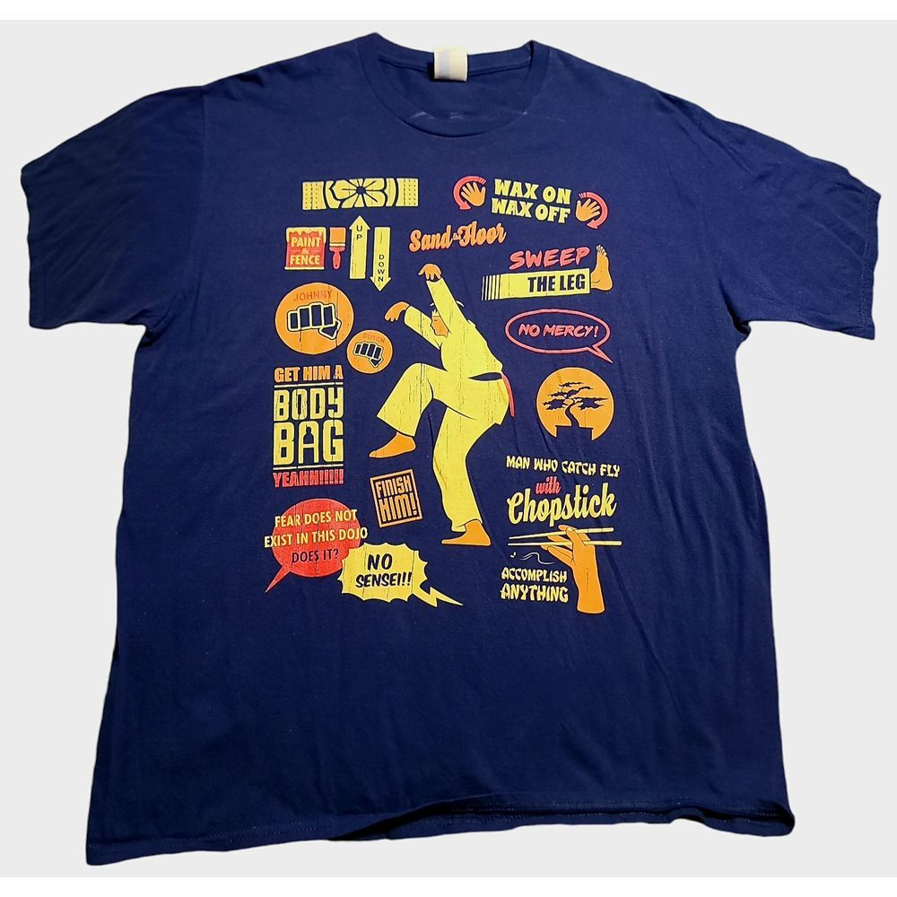 Karate Kid Movie Quotes Graphic T-Shirt Navy Blue Kobra Kai XL